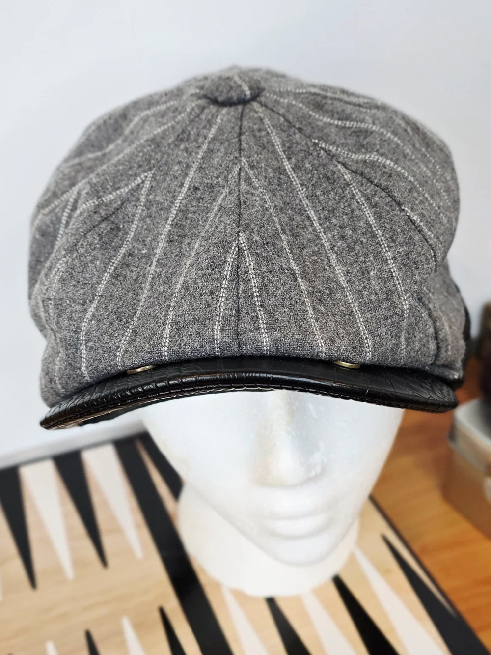 Stacy Adams Black and Gray Micro-Pattern Newsboy Cap